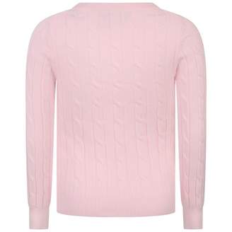 Gant GantGirls Pink Stretch Cotton Cable Sweater