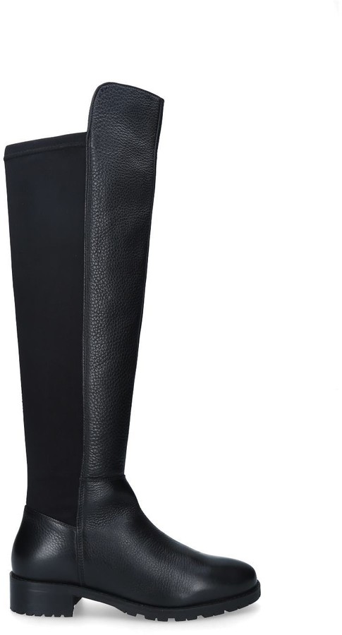 carvela polished flat knee boots