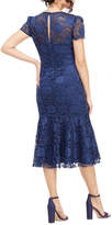 Thumbnail for your product : Gal Meets Glam Short-Sleeve Floral Lace Midi Sheath Dress