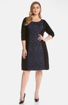 Thumbnail for your product : Karen Kane Jacquard Panel Jersey Shift Dress (Plus Size)