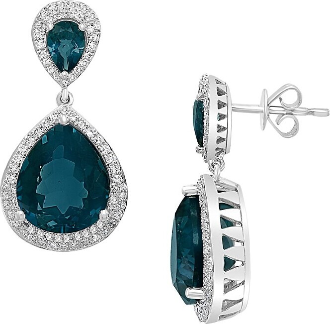Fashion Women Faux Topaz Inlaid Water Drop Dangle Stud Earrings Jewelry Gift display08 Earrings 