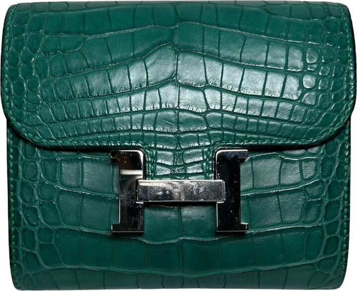 Hermes Constance crocodile wallet - ShopStyle