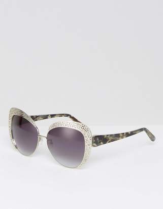 Oscar de la Renta Oversized Sunglasses With Silver Gradient Lens