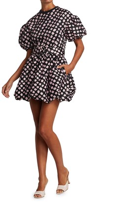 Tanya Taylor Alicia Polka Dot Puff-Sleeve Bubble Mini Dress