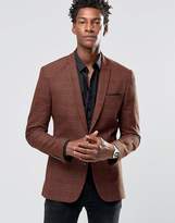 Thumbnail for your product : ASOS DESIGN Super Skinny Blazer in Orange and Black Check