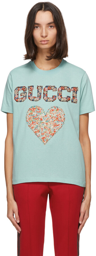 Gucci Blue Liberty London Edition Heart T-Shirt - ShopStyle