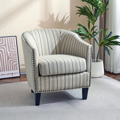 Lark Manor Barrel Fabric Striped Barrel Chair