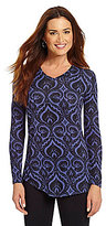 Thumbnail for your product : Westbound Scroll-Print Ruched-Back Shirttail Top