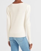 Thumbnail for your product : Express Fitted Ribbed Puff Sleeve Sweater