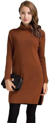 Cashmere DX MedzRE Women's Turtleneck Long Slim Fit Cashmere Sweater XL