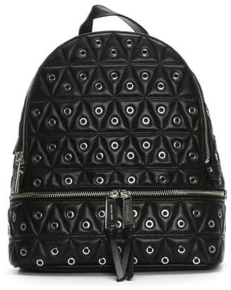 Michael Kors Rhea Medium Black Leather Quilted Grommet Backpack