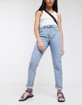 Thumbnail for your product : Weekday Seattle organic cotton high waist tapered jeans in pen blue