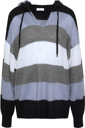 Brunello Cucinelli Metallic Striped Brushed Ribbed-knit Hoodie