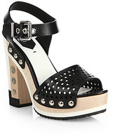 Thumbnail for your product : Fendi Perforated Leather Platform Sandals