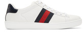 Gucci - Baskets rayées en cuir blanches New Ace