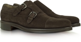 Thumbnail for your product : a. testoni A.Testoni Dark Brown Suede Monk Strap Shoe