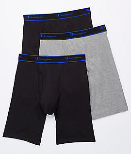 Champion Cotton Performance Long Leg Boxer Brief 3-Pack Underwear, Activewear