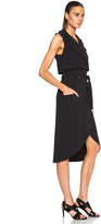 Thumbnail for your product : Haute Hippie Tie Front Trench Dress with Asymmetric Hem