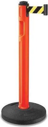 LAVI INDUSTRIES 80-5000R/OR/SF Barrier Post with Belt, Orange, 12 ft Length, 38