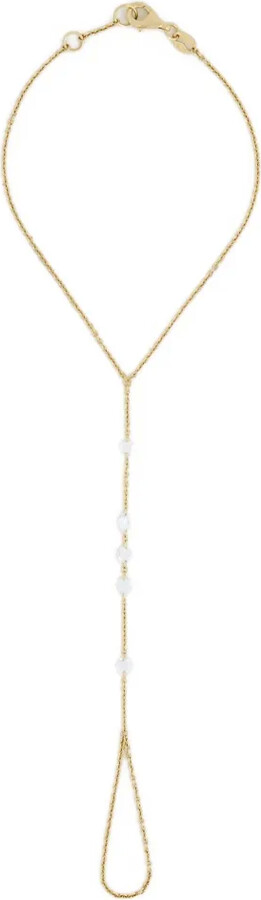Jewels Aficionado 18K yellow gold rose Clasisic cut-diamond hand chain bracelet