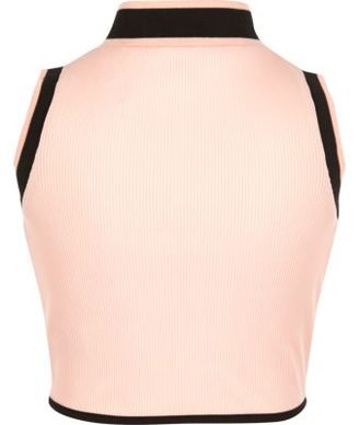 River Island Girls pink tipped zip funnel neck tank top