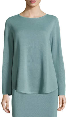 Eileen Fisher Long-Sleeve Silk/Cotton Interlock Boxy Top