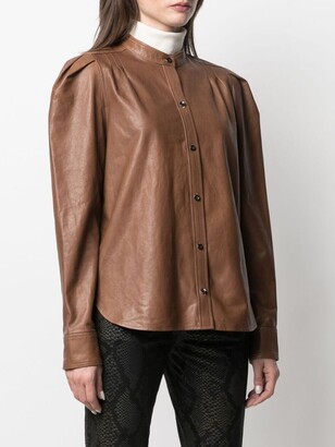 Frame Mandarin Collar Leather Shirt