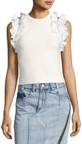 Thumbnail for your product : 3.1 Phillip Lim Sleeveless Fitted Cotton Top w/ Ruffled Trim