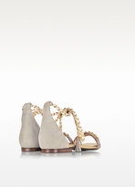 Thumbnail for your product : Patrizia Pepe Light Silky Rose Flat Suede Sandal with Coloured Gemstones