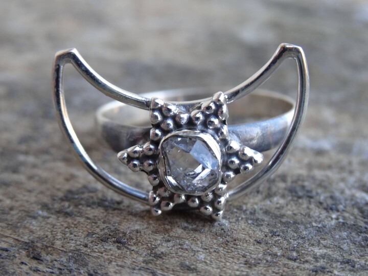 Etsy sterling Silver Herkimer Diamond Ring - Natural Quartz Crystal,