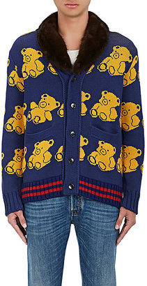 Gucci Men's Teddy Bear-Pattern Wool Cardigan