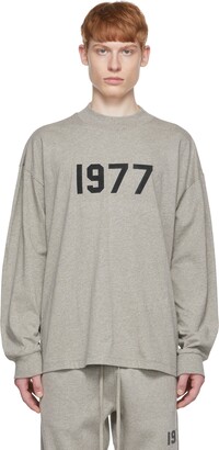 Essentials Gray Cotton Long Sleeve T-Shirt