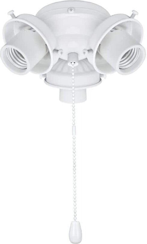 Aspen Creative Corporation 3-Light 5-1/2 in. Painted White Ceiling Fan Fitter Light Kit with Pull Chain (1-Pack)