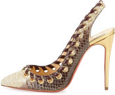 Thumbnail for your product : Christian Louboutin Ostri Python Red Sole Slingback Pump, Natural