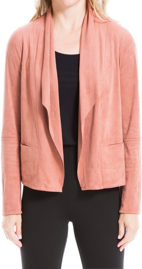 faux suede open front jacket