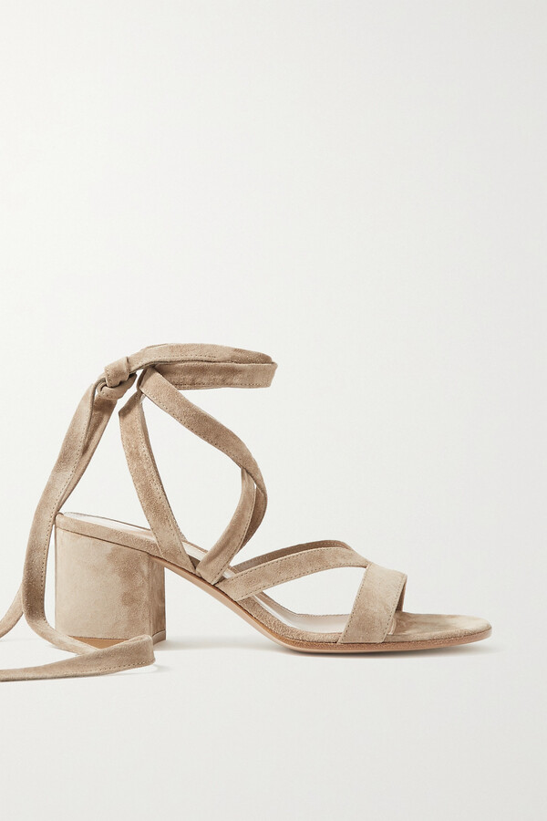 Gianvito Rossi Janis 60 Suede Sandals - Neutrals - ShopStyle