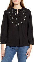 Thumbnail for your product : Lucky Brand Embroidered Yoke Cotton Peasant Blouse