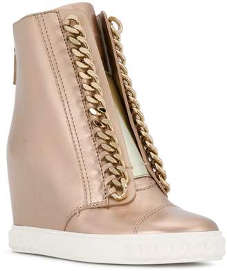 Casadei chain-trimmed wedge sneakers