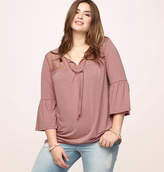 Thumbnail for your product : Loralette Lace Yoke Flounce Sleeve Top