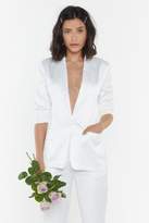 Thumbnail for your product : Nasty Gal Womens It's a Match Satin Bridal Blazer - white - 14