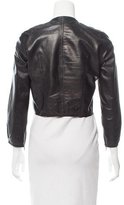 Thumbnail for your product : Fendi Leather Ruffle-Trimmed Jacket