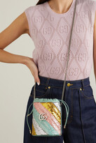 Thumbnail for your product : Gucci Gg Marmont Mini Quilted Sequined Leather Bucket Bag