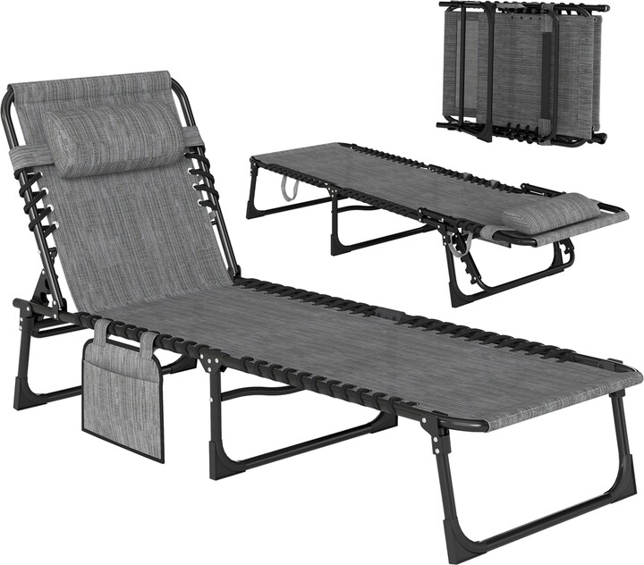 Outsunny Sun Lounger Folding Chaise Recliner 5-Position Adjustable