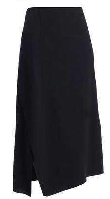 Akris Double-Face Wool Wrap Midi Skirt
