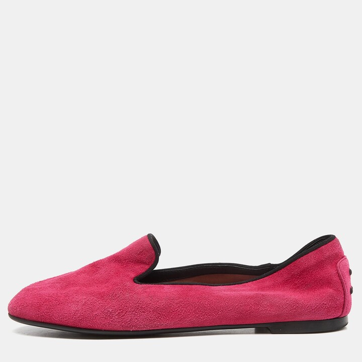 Tod's Pink Suede Smoking Slippers