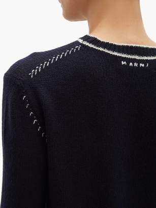 Marni Contrast Stitch Cashmere Sweater - Womens - Blue White