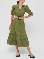 Thumbnail for your product : River Island Shortsleeve Poplin Shirt Midi Dress-khaki