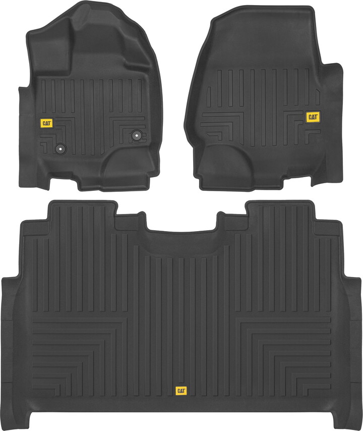 Cat® Floor Mats for 2015-2024 Ford F-150 SuperCrew Cab, Front & Rear, All Weather Protection 3D Contour Fit Custom Fit Floor Liners, Black, (CAMT-3103)