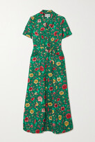 Thumbnail for your product : HVN Maria Belted Floral-print Silk Maxi Shirt Dress