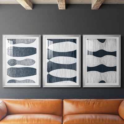 Wildon Home ABSTRACT Series DCCXXXIV -Custom Framed Premium Print W Matt - 3 Pieces